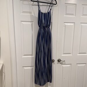 Banana republic navy Blue and White Striped nautical Maxi Dress size 8